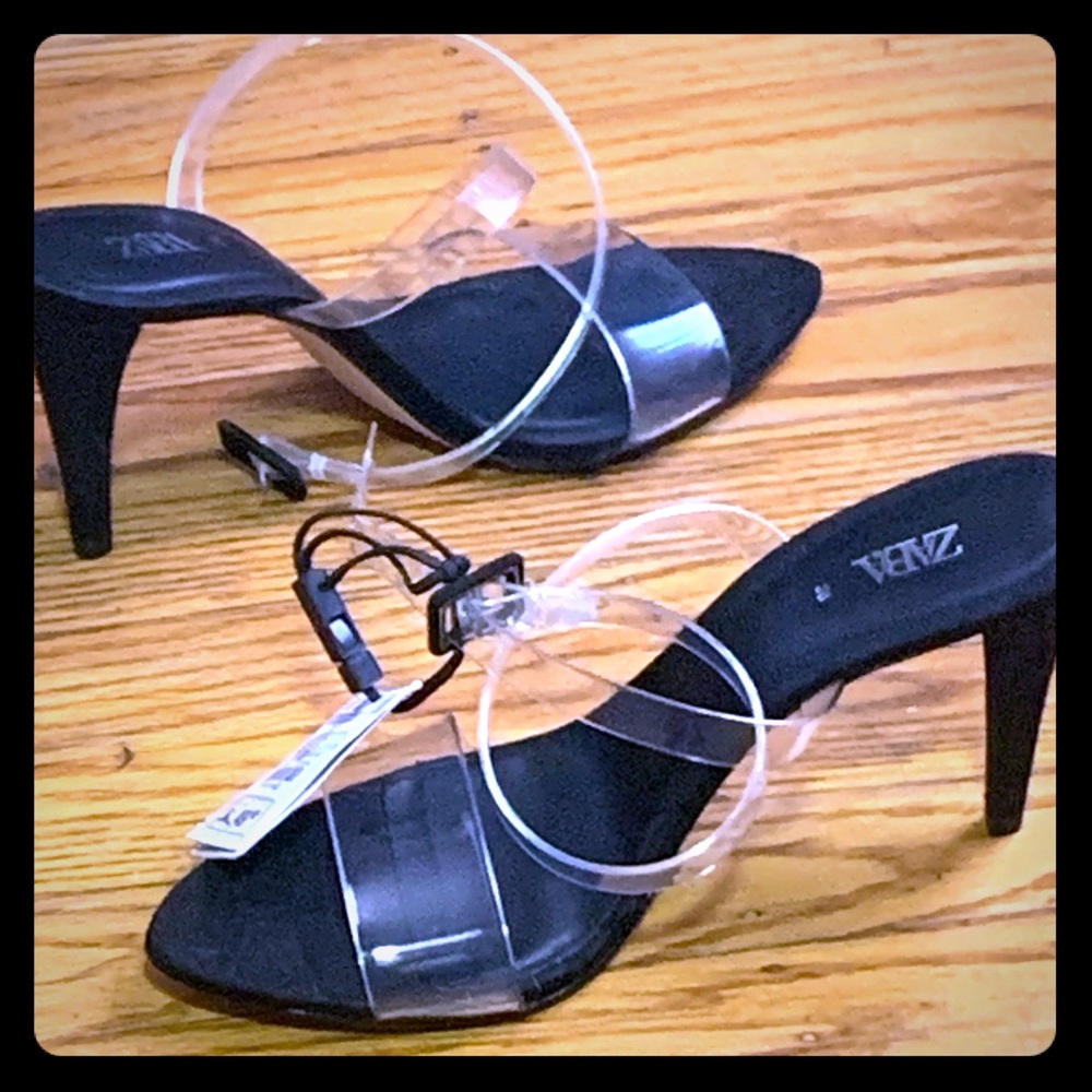 clear strappy heels